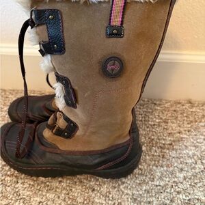 Jambu Tan and Black Fur-Trimmed Boots